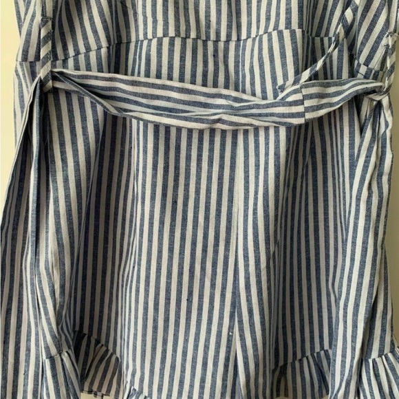 Brave Soul Blue White Stripe Button Playsuit hotpants Size S 8 UK - Picture 5 of 7